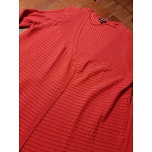 Size 14/16 Lane Bryant Orange Rust Ribbed Long Sleeve Knit Sweater Cardigan